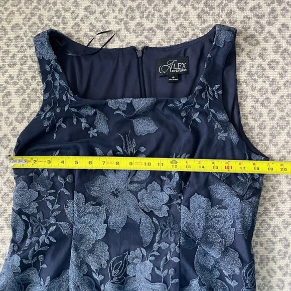 Alex Evenings Floral Embroidered Maxi 2 Piece Evening Dress Gown in Navy NWT - Picture 8 of 15